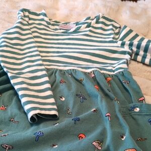 Striped Green and White Dress with Fun Patterns